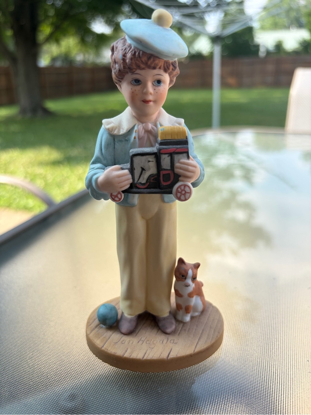 Vintage 1987 Jan Hahara ‘Jeff’ Limited Ed. Porcelain Boy Figurine with Puppy